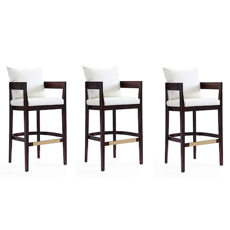 Manhattan Comfort Ritz Barstool in Ivory and Dark Walnut, PK3 3-BS013-IV